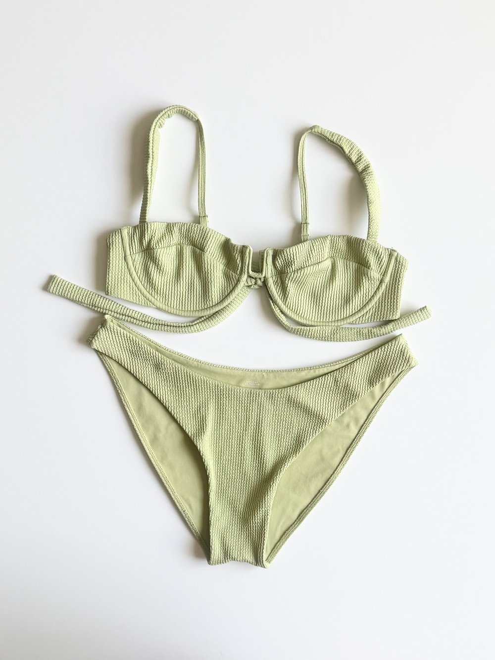 Monday Swimwear SIZE V / VV sage green crinkle bathing suit bikini set